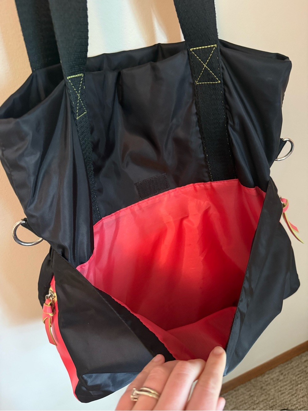 Tek Gear Black Women's Tote/Gym Bag with Neon Accents - Picture 3 of 10